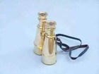 Antique Vintage Brass Binoculars - Nautical Maritime With Leather Strap