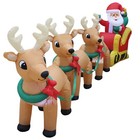 Used 12 Foot Long Christmas Inflatable Santa Claus Reindeer On Sleigh Decoration