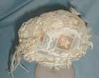 Precious Antique Childs dolls Dress Hat Victorian 1880 Lace And Ribbon Trim