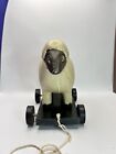 Vintage Whimsical Folklore Wooden Lamb Sheep Pull Toy Antique Toy Collectors 