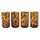 4 Piece Tortoise Brown Glass Drinking Set Dishwasher Safe Durable Handmade New
