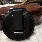 Security Officer 6-point Star Badge W  Black Leather Holder Clip Back