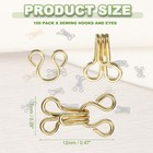 Sewing Hooks And Eyes  12mm Covered Hook Eye Closure  100 Pack  Gold 