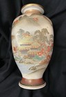 Antique Japanese Satsuma Porcelain Vase         Fuji Scene Hand Painted Gold 1890s