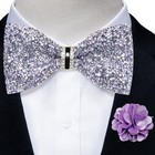  Rhinestone Bow Ties For Men Adjustable Sequin Diamond Pre-tied Light Purple