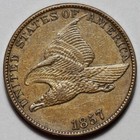 1857 Flying Eagle Cent - Damage - Us 1c Penny Coin