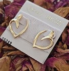 Vintage Monet Open Heart Stud Earrings 14k Gold Posts Nwt Original Packaging