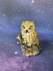 Great Horned Owl Bird On A Tree Stump Realistic Life Like Resin Figurine Statue