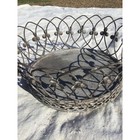 Large Decorative Metal Trinket Dish 9    Silver Rustic Farmhouse Country Basket