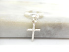 New Toe Ring Women s Solid 925 Sterling Silver Cross Dangle