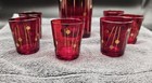 Vtg 1970 s Czech Ruby Glass Liquor Set Decanter 6 Shot Glasses Jan Gabrhel Mcm