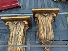 Pair Of Unique Vintage Large Faux Wood Corbel Sconce Wall Shelves Architectural