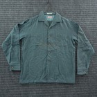 Vintage 1950s Mcgregor Wool Rayon Button Down Shirt Mens Ml 16 Teal Blue