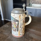 Gnome Bowling Mettlach 1 2l German Beer Stein Antique   727   1909 Pewter Lid