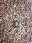 Jewel Carpet Wall Kashmir Zardozi Gold Tapestry Semi Precious Stone 36  24 5 