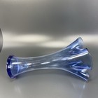 Vintage 1980a Art Glass Vase Ruffled Top Glass Vase Vessel Ruffled Top Blue Vtg
