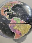 Vintage Black World Globe Encyclopedia Britannica Rotating Chrome Replogle