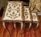 3 Vintage Florentine Italy Gold Gilt Nesting Table Hollywood Regency Accent Side