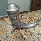 Vintage Aksel Holmsen Pewter Viking Drinking Horn With Lid Made In Norway