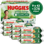 Huggies Extra Large Baby Wipes Fragrance Free 378 Count 9 Packs