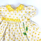 Vintage 90s Baby Girls Dress Sz 24 Months White   Yellow Polkadot Daisy Flower 