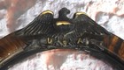 Antique Wwi Army Military Oval Bubble Patriotic Frame With Eagle Flags Guns