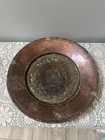 Antique Forged Turkish Ottoman Engraved Etched Copper Platter Plate Dish -b3