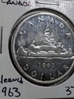 1963 Canada 1 Dollar Large Silver Coin Voyageur Cleaned