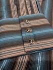 Wrangler Western Pearl Snap Striped Shirt Blue Brown Long Sleeve Size Small