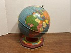 Vtg 1940 1950s World Globe 7 5 Inch J  Chein Co Tin Zodiac Calendar Octagon Base