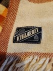 Vintage Killarney Wool Blanket Ireland Beige Orange Black Tan Rust Throw  read 