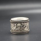 Chinese Old Tibetan Silver Carved Dragon Phoenix Rotate Finger Ring
