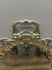 Vintage Ornate Silver Plated Oval Footed Serving Tray With Handles