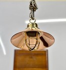Authentic Nautical Original Brass Ship Maritime Hanging Light With Copper Shade