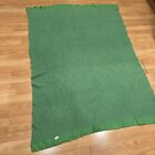 Vintage Esmond Waffle Weave Satin Trim Green Acrylic Blanket 47x65 