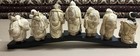 Hand Carved Bone 7 Chinese Immortals Figurine Set W  Stand   Box - Signed Bases