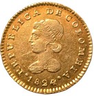 1824 Colombia Gold 1 Escudo Coin     Possible Fm Popay  n Mint     Early Republic   