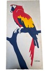 Vintage Mar  shka 3d Stuffed Macaw Parrot Textile Silk Screen Print Wall Art Mcm