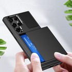 New For Samsung Galaxy S23 S22 Ultra Shockproof Rubber Slide Card Holder Case