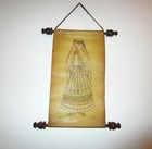 Persian Art On Leather Wall Hanging Scroll Vintage Hand Painted Lady In Dress