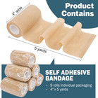 9 Pack Self Adhesive Bandage Wrap  4  X 5 Yards Elastic Cohesive Bandage Wrap  S