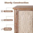 Accent Rustic Storage Cabinet With 3 Carved Doors  Vintage Sideboard Buffet W   