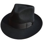 Classic Men s Wool Felt Godfather Gangster Mobster Gentleman Fedora 7 3 8 Black