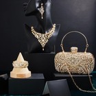 4pcs Purse Rhinestone Jewelry Set Clutch Bag Necklace Earrings Bracelets Women