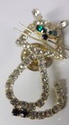 Vintage Retro 50-60 s Prong Rhinestone Cat Pin Brooch Rare Hard To Find