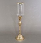 Candle Holder 5 5 d 19 5 hi Set 2 Embossed Brass Base Glass Shade Free Shipping