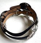 Brighton Vintage Six W Buckle Silver Tone Concho Black Belt Large  L  34    C7403