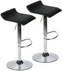 Bar Stools Set Of 2 Black Swivel Leather Adjustable Counter Height Chairs Pub 
