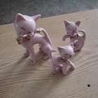 Set Of 3 Vintage Thames Japan Mcm Pink Cats With Gold Accents 5 5    H   3 5 