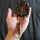 Tibetan Agate   Jade Pre 1800s Lianshi 3 Eye Dzi Bead Prayer Necklace